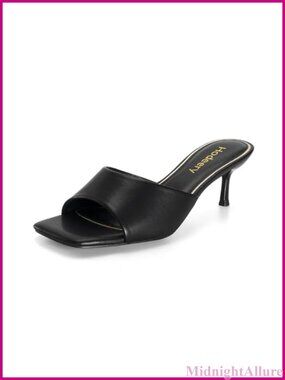 Kitten Heels for Women Short Heel Sandals Faux Leather Slip On Dressy